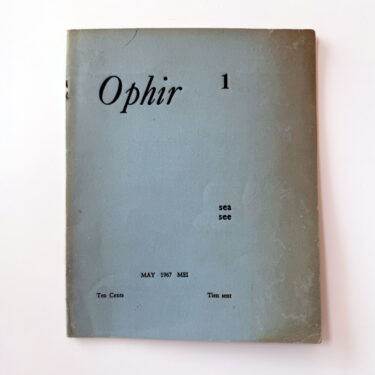The rare turquoise cover of the inaugural Issue No. 1 of Ophir South African poetry magazine, dated May 1967.